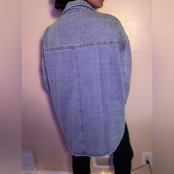 Baggy Patchwork Light Wash Denim Jean Y2K Jacket with Colorful Patches - Picture 5 of 10